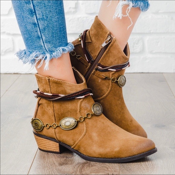 ShopFor_Fun Boutique Shoes - 🎉HOST PICK🎉 LADIES BOHO ORNAMENTED ANKLE BOOTIES